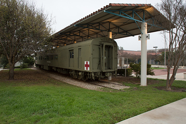 A train used for medical purposes on display at the US Army Medical Museum.